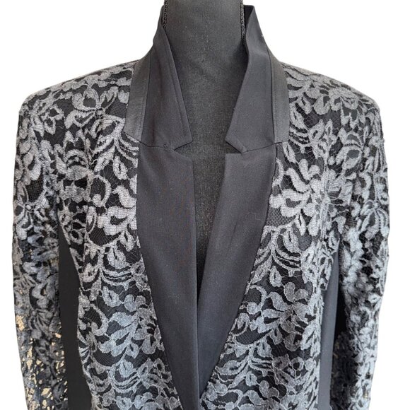 NWT Lane Bryant Womens Black Lace Overlay Blazer Plus Size 28 Evening Wear Party - Picture 3 of 12